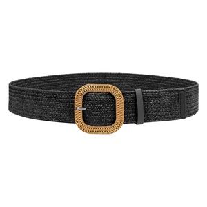 Black Boho Woven Elastic Stretch Waist Belt